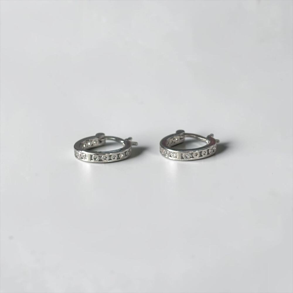 Silver Zircon Small Hoop Earrings
